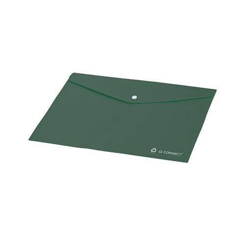 Q-CONNECT RECYCLED POLYPROPYLENE FOLDER TRANSPARENT A4 GREEN (PACK OF 12) KF14419