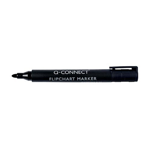 Q-CONNECT FLIPCHART MARKER PEN BULLET TIP BLACK (PACK OF 10) KF15392