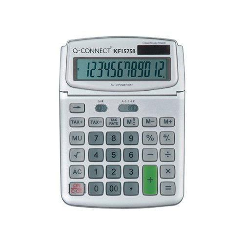 Q-CONNECT LARGE TABLE TOP 12-DIGIT CALCULATOR GREY KF15758