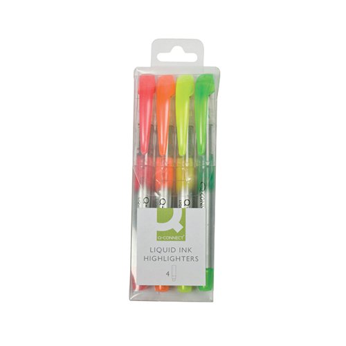 Q-CONNECT LIQUID INK HIGHLIGHTER ASSORTED (PACK OF 4) KF16127