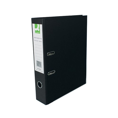 Q-CONNECT LEVER ARCH FILE PAPERBACKED FOOLSCAP BLACK (PACK OF 10) KF20029