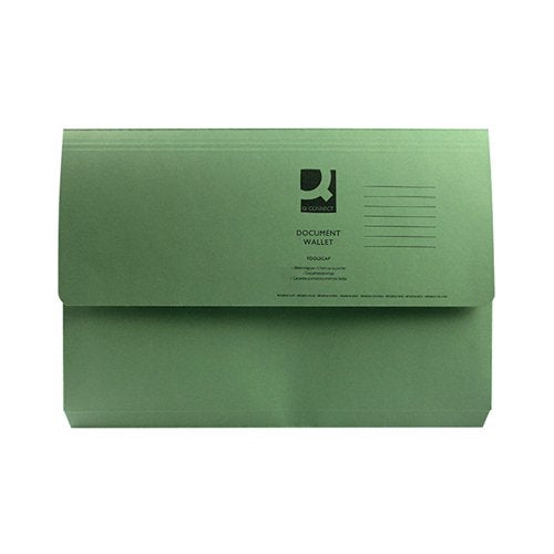 Q-CONNECT DOCUMENT WALLET FOOLSCAP GREEN (PACK OF 50) KF23012