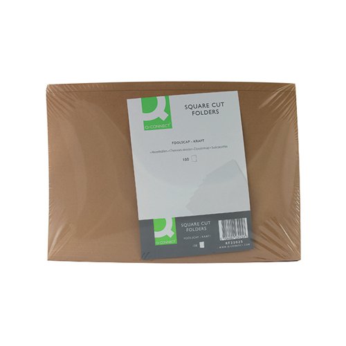 Q-CONNECT KRAFT SQUARE CUT FOLDER 170GSM FOOLSCAP BUFF (PACK OF 100) KF23025