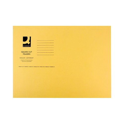 Q-CONNECT SQUARE CUT FOLDER LIGHTWEIGHT 180GSM FOOLSCAP YELLOW (PACK OF 100) KF26027