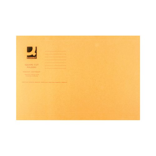 Q-CONNECT SQUARE CUT FOLDER LIGHTWEIGHT 180GSM FOOLSCAP ORANGE (PACK OF 100) KF26030