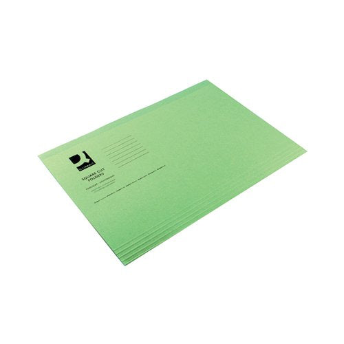 Q-CONNECT SQUARE CUT FOLDER LIGHTWEIGHT 180GSM FOOLSCAP GREEN (PACK OF 100) KF26031