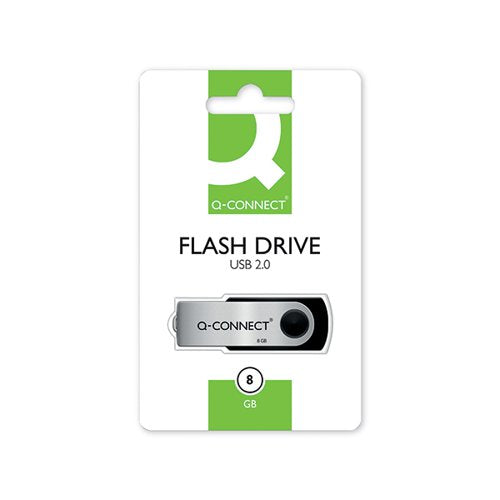Q-CONNECT USB 2.0 SWIVEL 8GB FLASH DRIVE SILVER/BLACK KF41512