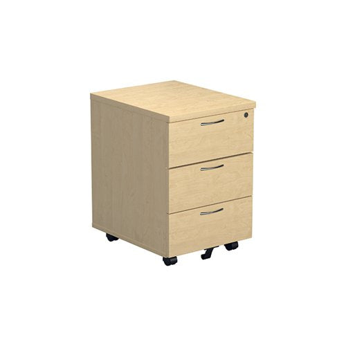 JEMINI 3 DRAWER MOBILE PEDESTAL 400X500X595MM MAPLE KF72086