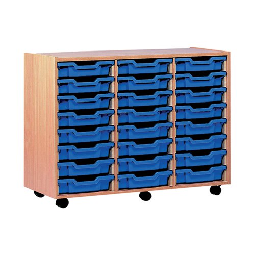 JEMINI MOBILE STORAGE UNIT 24 TRAYS 1030X453X789MM BEECH KF7