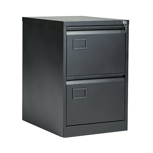 JEMINI 2 DRAWER FILING CABINET LOCKABLE 470X622X711MM BLACK