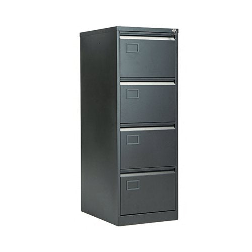 JEMINI 4 DRAWER FILING CABINET LOCKABLE 470X622X1321MM BLACK