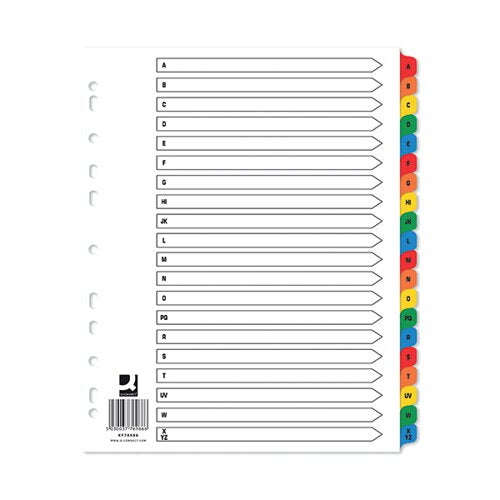 Q-CONNECT EW INDEX A-Z REINFORCED MULTICOLOURED (PACK OF 15) KF76986Q