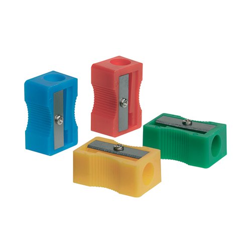 Q-CONNECT PLASTIC PENCIL SHARPENER SINGLE HOLE ASSORTED (PACK OF 10) KF76992