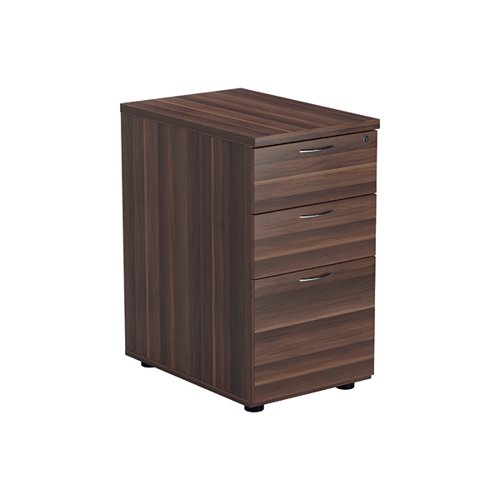 JEMINI 3 DRAWER DESK HIGH PEDESTAL 404X600X730MM WALNUT KF78