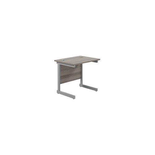 JEMINI SINGLE RECTANGULAR DESK 800X600X730MM GREY OAK/SILVER