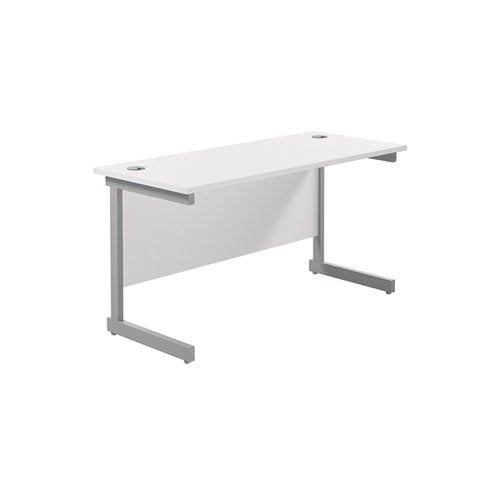 JEMINI SINGLE RECTANGULAR DESK 1200X600X730MM WHITE/SILVER K