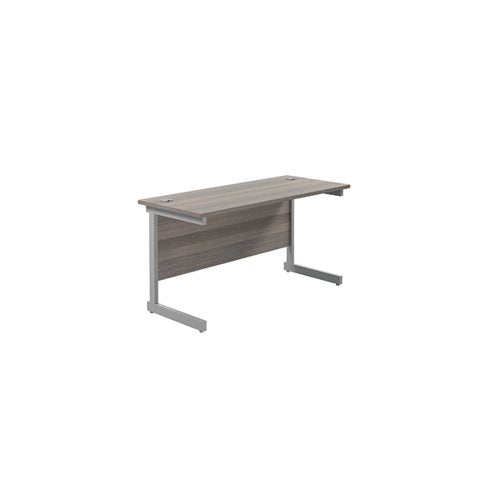 JEMINI SINGLE RECTANGULAR DESK 1400X600X730MM GREY OAK/SILVE