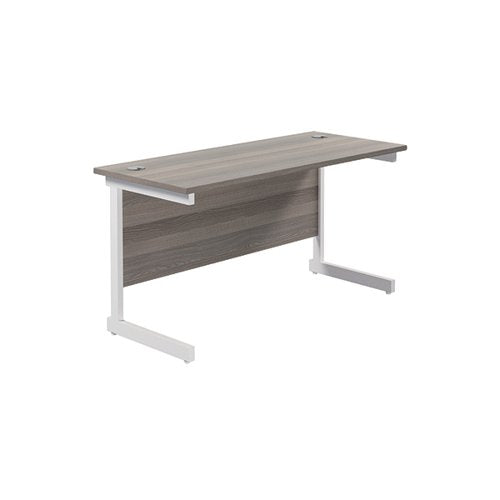 JEMINI SINGLE RECTANGULAR DESK 1400X600X730MM GREY OAK/WHITE