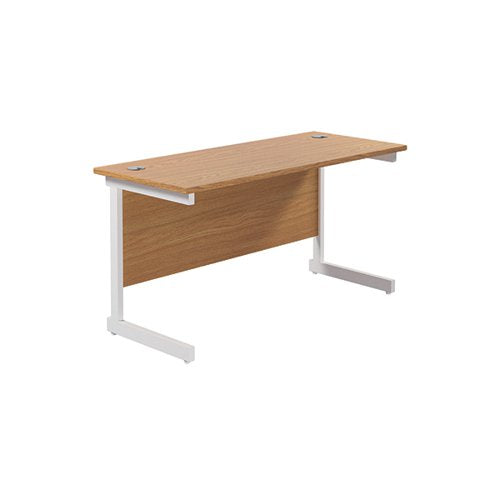 JEMINI SINGLE RECTANGULAR DESK 1400X600X730MM NOVA OAK/WHITE