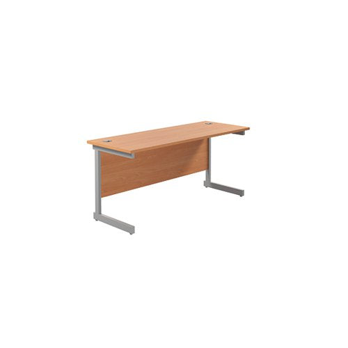 JEMINI SINGLE RECTANGULAR DESK 1600X600X730MM BEECH/SILVER K