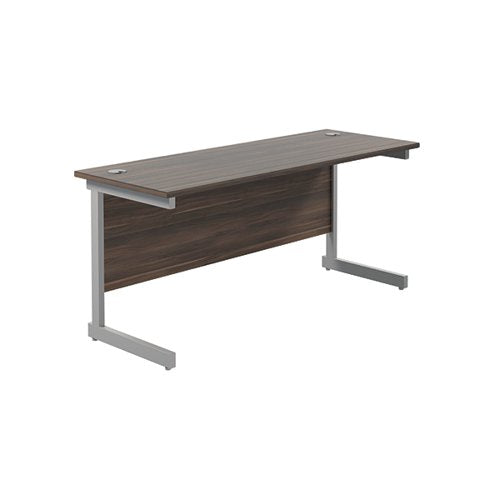 JEMINI SINGLE RECTANGULAR DESK 1600X600X730MM DARK WALNUT/SI