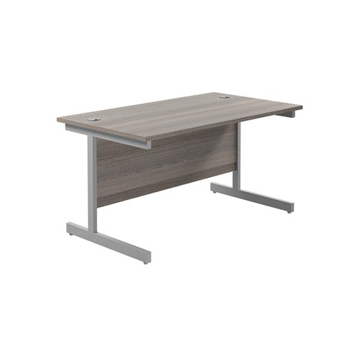 JEMINI SINGLE RECTANGULAR DESK 1200X800X730MM GREY OAK/SILVE
