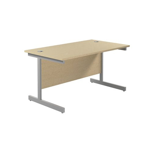 JEMINI SINGLE RECTANGULAR DESK 1400X800X730MM MAPLE/SILVER K