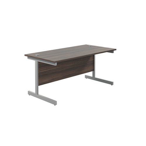 JEMINI SINGLE RECTANGULAR DESK 1800X800X730MM DARK WALNUT/SI