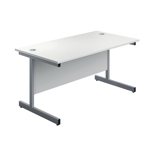 FIRST RECTANGULAR CANTILEVER DESK 1600X800X730MM WHITE/SILVE