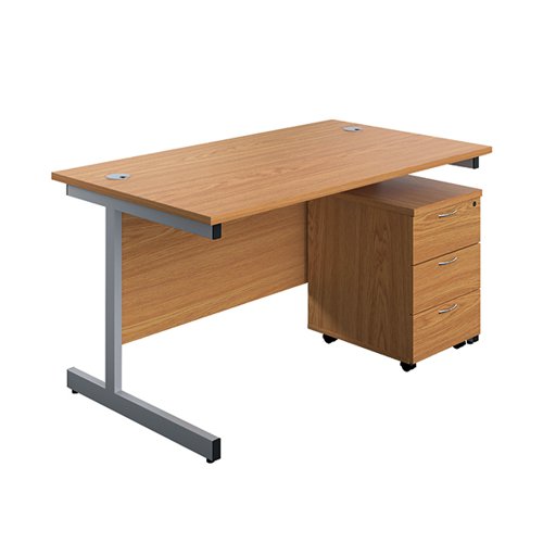 FIRST SINGLE DESK WITH 3 DRAWERS PEDESTAL 1600X800 NOVA OAK/