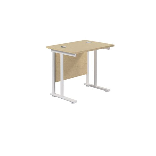JEMINI RECTANGULAR CANTILEVER DESK 800X600X730MM MAPLE/WHITE