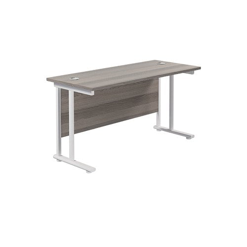 JEMINI RECTANGULAR CANTILEVER DESK 1400X600X730MM GREY OAK/W