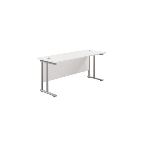 JEMINI RECTANGULAR CANTILEVER DESK 1600X600X730MM WHITE/SILV