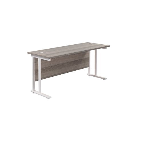 JEMINI RECTANGULAR CANTILEVER DESK 1600X600X730MM GREY OAK/W