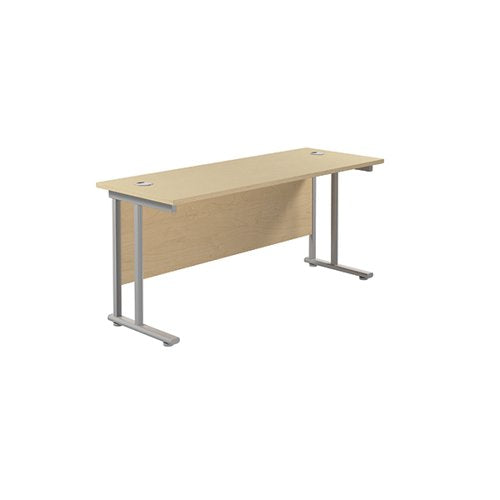 JEMINI RECTANGULAR CANTILEVER DESK 1800X600X730MM MAPLE/SILV