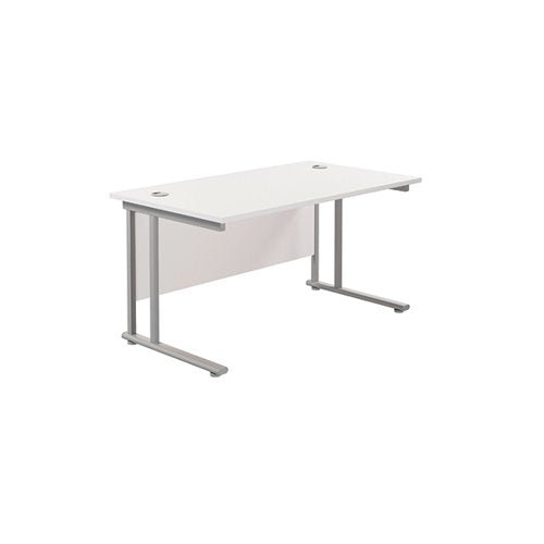 JEMINI RECTANGULAR CANTILEVER DESK 1200X800X730MM WHITE/SILV