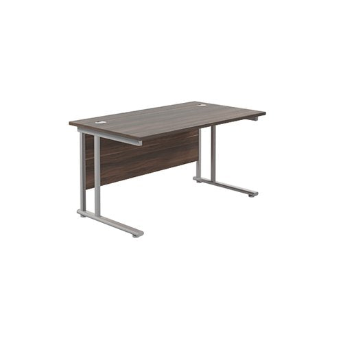 JEMINI RECTANGULAR CANTILEVER DESK 1400X800 DARK WALNUT/SILV