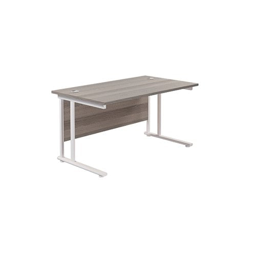 JEMINI RECTANGULAR CANTILEVER DESK 1400X800X730MM GREY OAK/W