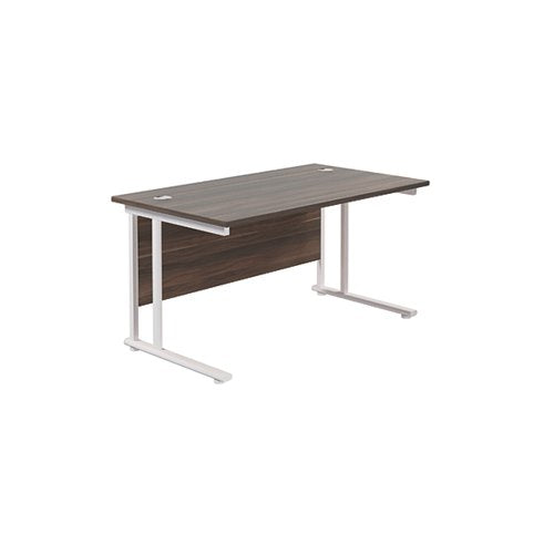 JEMINI RECTANGULAR CANTILEVER DESK 1400X800 DARK WALNUT/WHIT