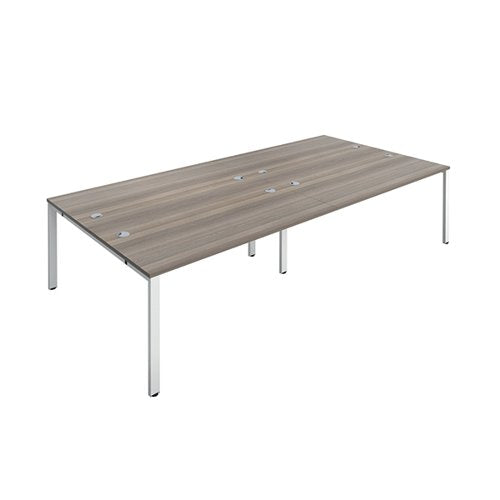 JEMINI 4 PERSON BENCH DESK 2400X1600X730MM GREY OAK/WHITE KF