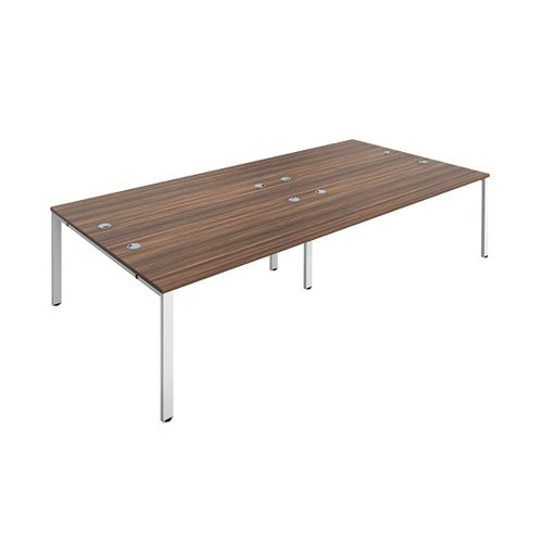 JEMINI 4 PERSON BENCH DESK 2400X1600X730MM DARK WALNUT/WHITE