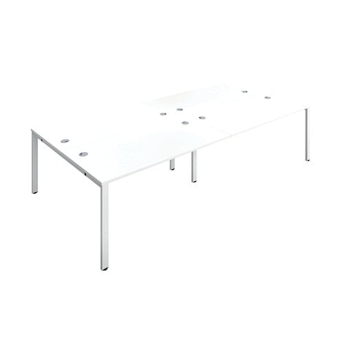 JEMINI 4 PERSON BENCH DESK 2800X1600X730MM WHITE/WHITE KF809