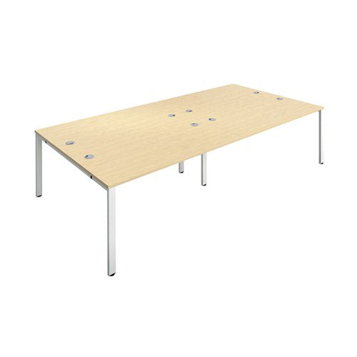 JEMINI 4 PERSON BENCH DESK 2800X1600X730MM MAPLE/WHITE KF809