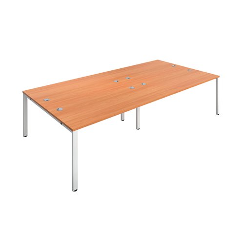JEMINI 4 PERSON BENCH DESK 3200X1600X730MM BEECH/WHITE KF809