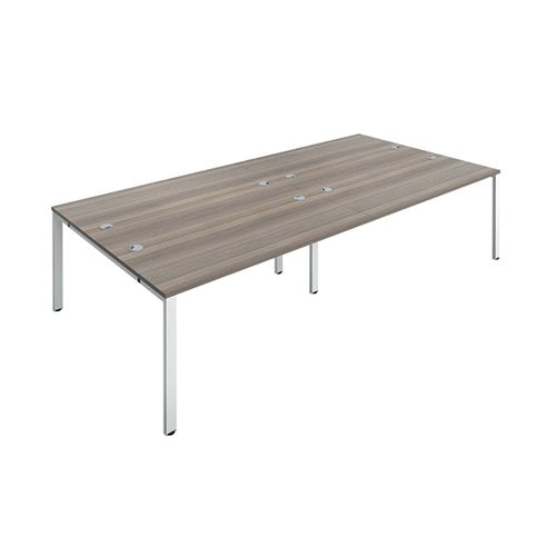 JEMINI 4 PERSON BENCH DESK 3200X1600X730MM GREY OAK/WHITE KF