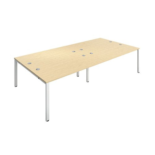 JEMINI 4 PERSON BENCH DESK 3200X1600X730MM MAPLE/WHITE KF809