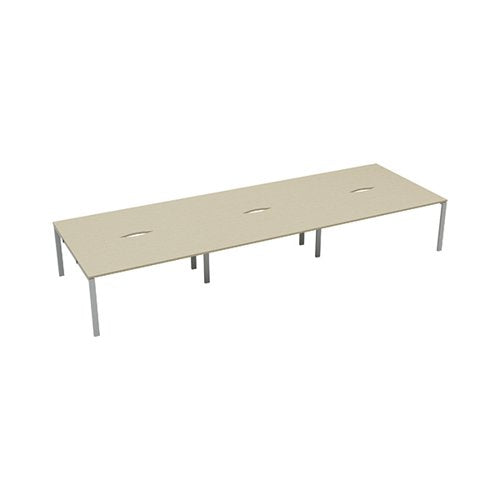 JEMINI 6 PERSON BENCH DESK 4800X1600X730MM MAPLE/WHITE KF809