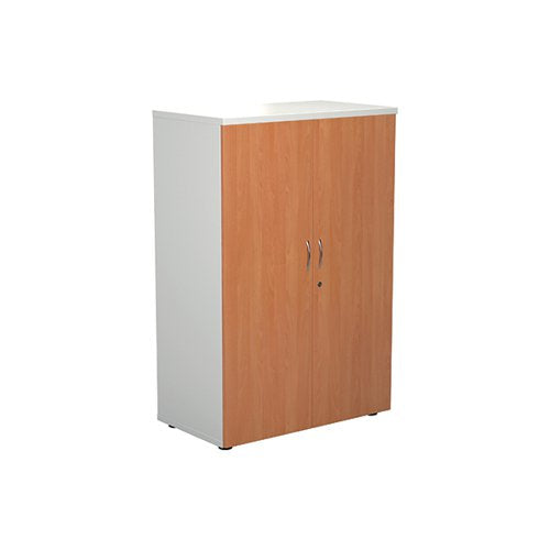 JEMINI WOODEN CUPBOARD 800X450X1200MM WHITE/BEECH KF810285