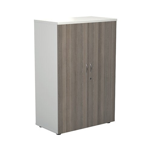 JEMINI WOODEN CUPBOARD 800X450X1200MM WHITE/GREY OAK KF81030
