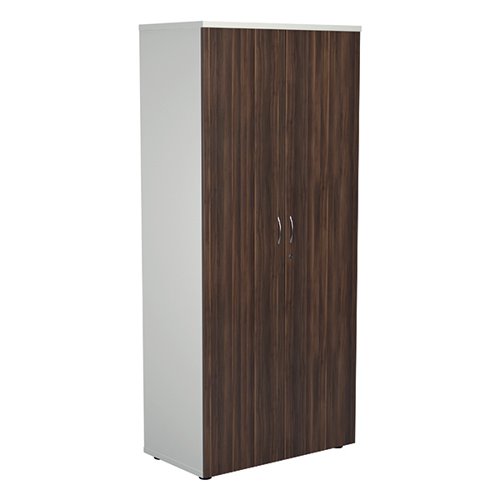 JEMINI WOODEN CUPBOARD 800X450X1800MM WHITE/DARK WALNUT KF81